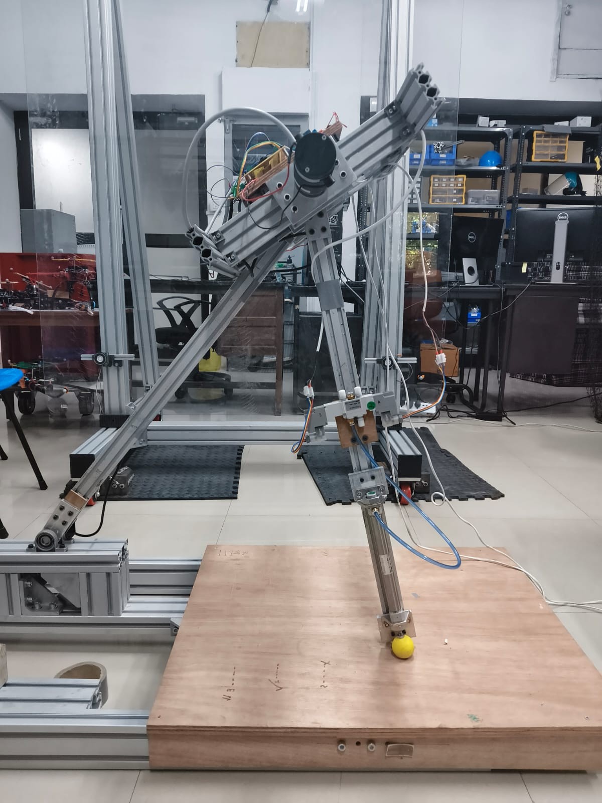 Planar biped rig, angled view with ankle actuator